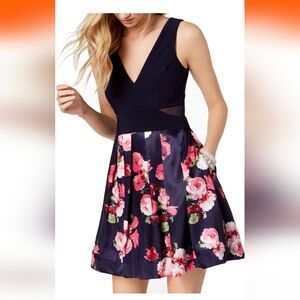 Women's Solid and Floral Dress